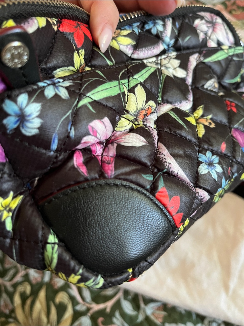 MZ Wallace Mini Crosby Black Quilted Floral Mini Crossbody - Picture 7 of 11